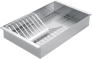 Stainless steel colander with removable draining rack